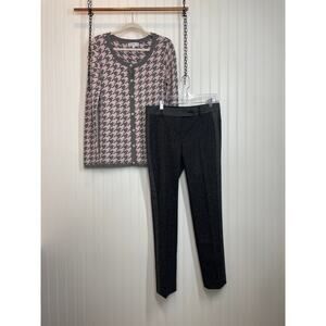 Ann Taylor Gray Office Pants Trouser & Passioni Cardigan Womens Bundle Size 4